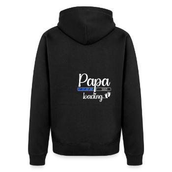 Papa 2025 Loading Pregnant 2025 Papa Est. 2025 - Unisex Premium Organic Zip Hoodie - black - Back - Nico (187cm)