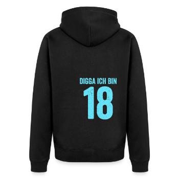 Blau Digga Ich Bin 18 Jahre Junge 18. Geburtstag - Unisex Premium Bio Zip Hoodie - Schwarz - Hinten - Nico (187cm)