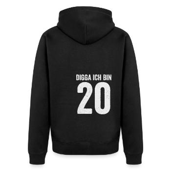 Digga I'm 20 Girl Boy 20th Birthday - Unisex Premium Organic Zip Hoodie - black - Back - Nico (187cm)