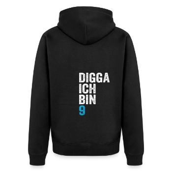 Digga ich bin 9. Geburtstag Junge 9. Geburtstag - Unisex Premium Bio Zip Hoodie - Schwarz - Hinten - Nico (187cm)