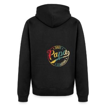 Papa 2025 Loading Retro Werdender Papa 2025 - Unisex Premium Bio Zip Hoodie - Schwarz - Hinten - Nico (187cm)