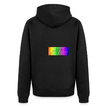 JAHRESTAG. ALLES GUTE ZUM GEBURTSTAG!. ALLES GUTE ZUM GEBURTSTAG!. - Unisex Premium Bio Zip Hoodie - Schwarz - Hinten - Nico (187cm)