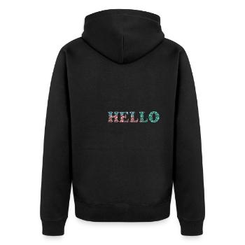 HELLO. HELLO. HELLO. COOL. HUMOR - Unisex Premium Organic Zip Hoodie - black - Back - Nico (187cm)