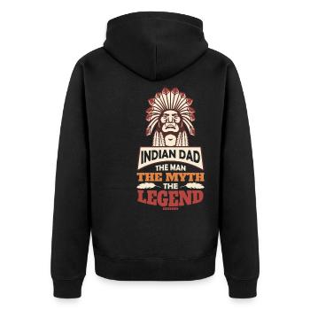 Indian Dad The Man The Myth The Legend - Unisex Premium Bio Zip Hoodie - Schwarz - Hinten - Nico (187cm)