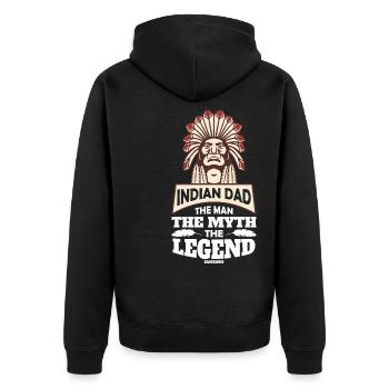 Indian Dad The Man The Myth The Legend - Unisex Premium Bio Zip Hoodie - Schwarz - Hinten - Nico (187cm)