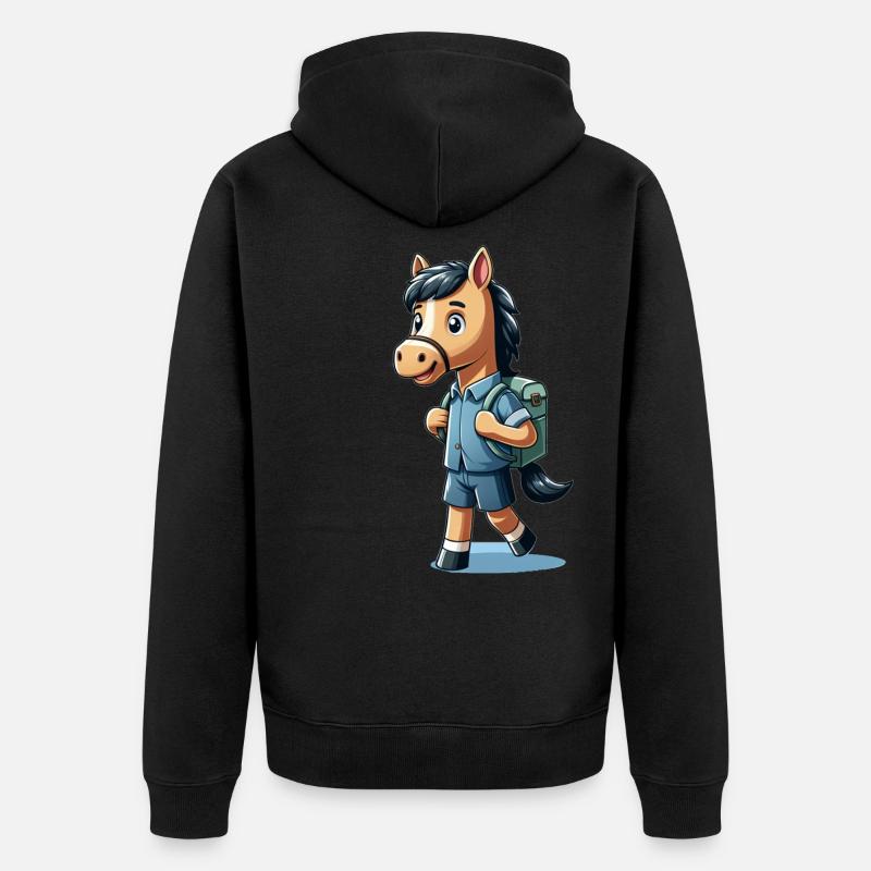 Mignon cheval d’écolier - Veste à capuche bio Premium Unisexe - noir