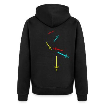 Schwert Icon Symbol - Unisex Premium Bio Zip Hoodie - Schwarz - Hinten - Nico (187cm)