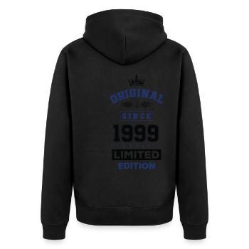 1999 Anniversaire en édition limitée - Veste à capuche bio Premium Unisexe - noir - Dos - Nico (187cm)