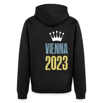 Vienna 2023 Wien Krone - Unisex Premium Organic Zip Hoodie - black - Back - Nico (187cm)