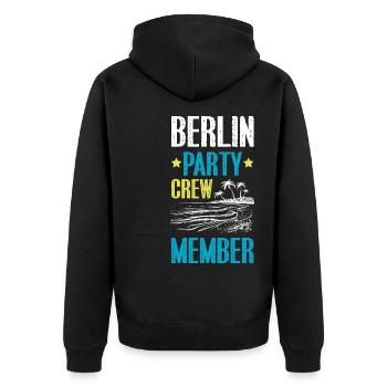 Berlin Party Crew - Unisex Premium Bio Zip Hoodie - Schwarz - Hinten - Nico (187cm)