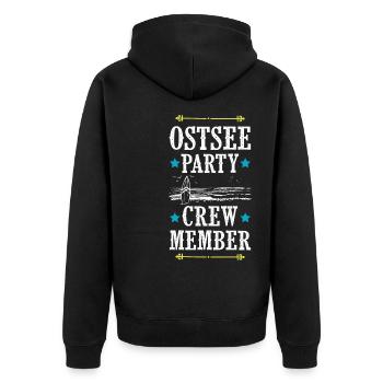 Ostsee Party Crew - Unisex Premium Bio Zip Hoodie - Schwarz - Hinten - Nico (187cm)