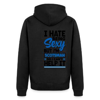 Schottisches Schottland Schottische Flagge Zitat - Unisex Premium Bio Zip Hoodie - Schwarz - Hinten - Nico (187cm)