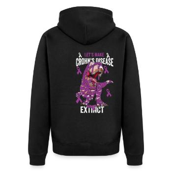 Lassen wir Morbus Crohn aussterben! T-Rex - Unisex Premium Bio Zip Hoodie - Schwarz - Hinten - Nico (187cm)