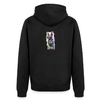 ChronoChaser // Cyberpunk Dog - Unisex Premium Organic Zip Hoodie - black - Back - Nico (187cm)