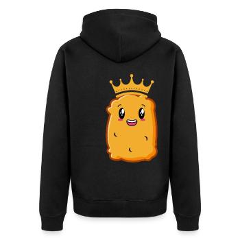 Chicken Nuggets Fast Food Lustiger Spruch - Unisex Premium Bio Zip Hoodie - Schwarz - Hinten - Nico (187cm)