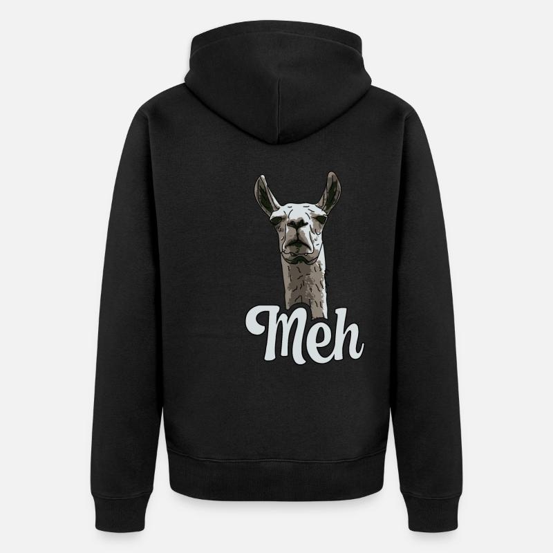 Lama peu impressionné - Meh - Veste à capuche bio Premium Unisexe - noir