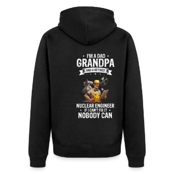 Kernenergie Spruch für Kernenergie - Unisex Premium Bio Zip Hoodie - Schwarz - Hinten - Nico (187cm)