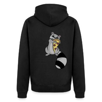 Waschbär, Sketchlu, Shirt, Süß, Tiere, Kinder - Unisex Premium Bio Zip Hoodie - Schwarz - Hinten - Nico (187cm)