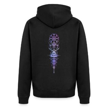 Helm der Ehrfurcht Triskele Okkult Wikinger Kelten - Unisex Premium Bio Zip Hoodie - Schwarz - Hinten - Nico (187cm)