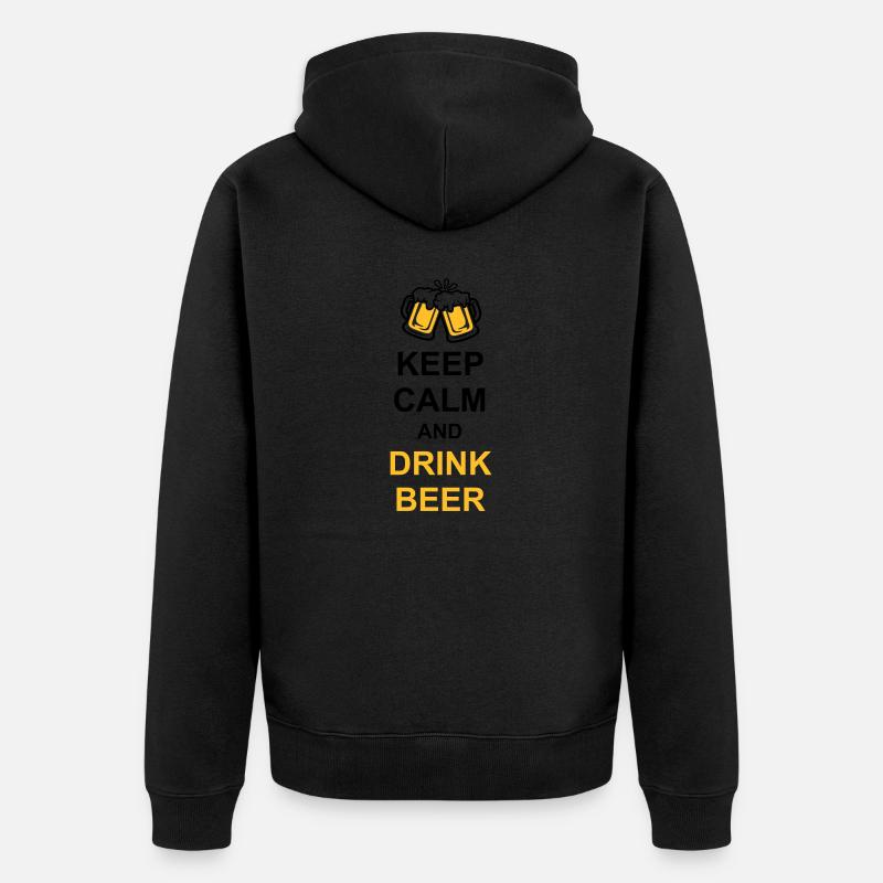 Drink Beer Keep Calm - Unisex Premium Bio Zip Hoodie - Schwarz