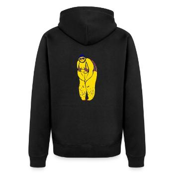 Gelbe Schwimmerin - Unisex Premium Bio Zip Hoodie - Schwarz - Hinten - Nico (187cm)