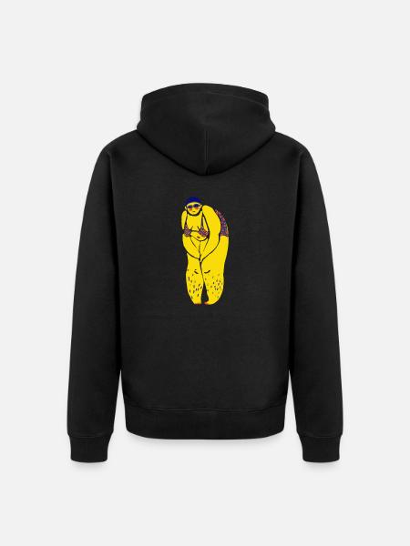 Gelbe Schwimmerin - Unisex Premium Bio Zip Hoodie - Schwarz
