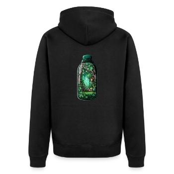 Dschungel Flasche Zeichnung - Unisex Premium Bio Zip Hoodie - Schwarz - Hinten - Nico (187cm)