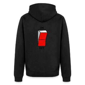 on off - Unisex Premium Bio Zip Hoodie - Schwarz - Hinten - Nico (187cm)