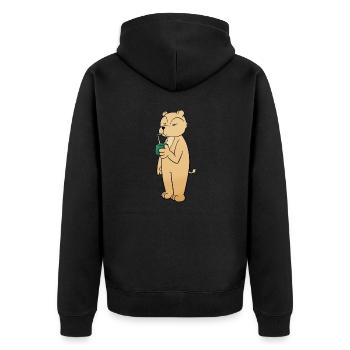 Trinkpäckchen - Unisex Premium Bio Zip Hoodie - Schwarz - Hinten - Nico (187cm)
