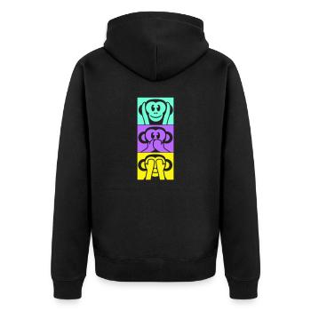 3 Weise Affen Nichts Hören Sagen Sehen Äffchen Fun - Unisex Premium Bio Zip Hoodie - Schwarz - Hinten - Nico (187cm)