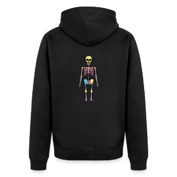 Skelett Comic Halloween Symbol - Unisex Premium Bio Zip Hoodie - Schwarz - Hinten - Nico (187cm)