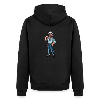 Seemann Kapitän - Unisex Premium Bio Zip Hoodie - Schwarz - Hinten - Nico (187cm)