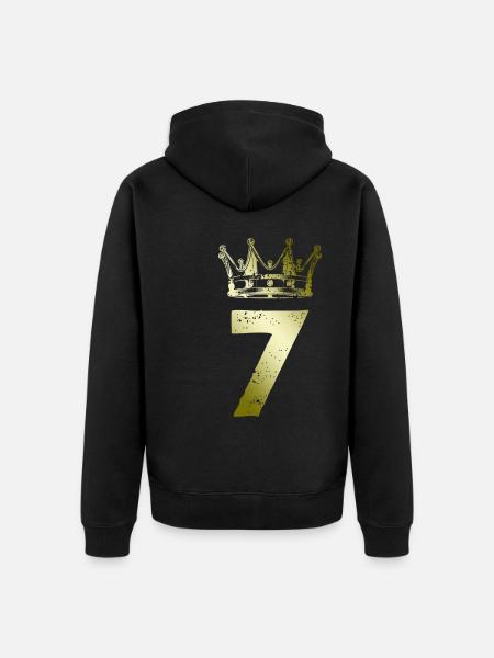 7 Zahl Krone - Unisex Premium Bio Zip Hoodie - Schwarz