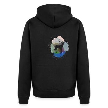 nature,nature,deer,trees,mountains,landscape,forest - Unisex Premium Organic Zip Hoodie - black - Back - Nico (187cm)