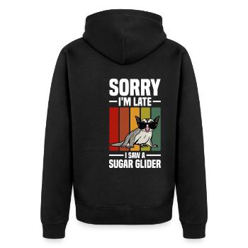 Fliegendes Eichhörnchen | Haustier Tier Geschenke - Unisex Premium Bio Zip Hoodie - Schwarz - Hinten - Nico (187cm)