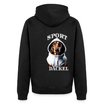 Lustiger Hundesport Hund Hundehalter Dackel - Unisex Premium Bio Zip Hoodie - Schwarz - Hinten - Nico (187cm)