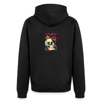 Skull Skull Fleurs Tatouage - Veste à capuche bio Premium Unisexe - noir - Dos - Nico (187cm)
