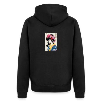 Geisha Japanese - Unisex Premium Organic Zip Hoodie - black - Back - Nico (187cm)