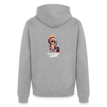 Drôle d’enfant Jésus disant - Veste à capuche bio Premium Unisexe - gris chiné - Dos - Nico (187cm)