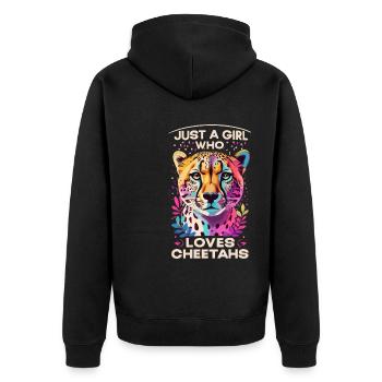 Just A Girl Who Loves Cheetahs Gepard - Unisex Premium Organic Zip Hoodie - black - Back - Nico (187cm)