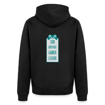 son brother gamer legend - Unisex Premium Bio Zip Hoodie - Schwarz - Hinten - Nico (187cm)