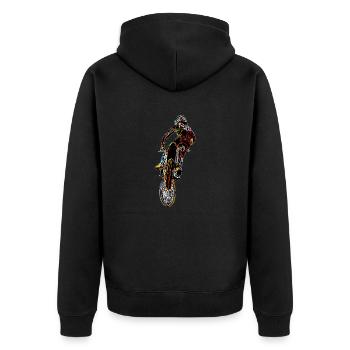 Motocross Racing T-Shirt Enduro T Shirt Supercross - Unisex Premium Bio Zip Hoodie - Schwarz - Hinten - Nico (187cm)