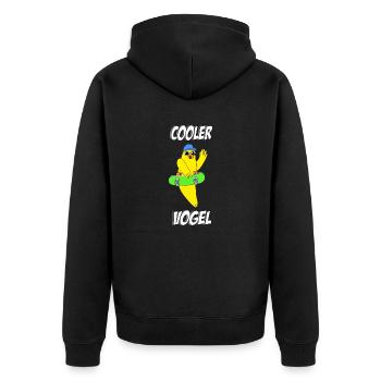 Cooler Vogel - Unisex Premium Bio Zip Hoodie - Schwarz - Hinten - Nico (187cm)
