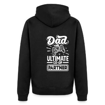 Dad The Ultimate CO-OP Partner Fathers Day Gamer - Unisex Premium Organic Zip Hoodie - black - Back - Nico (187cm)