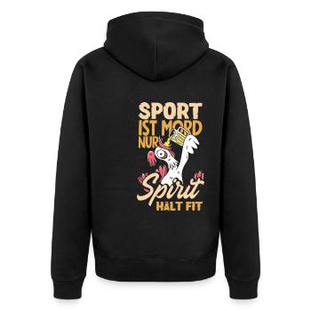 Sport ist Mord nur Sprit hält fit Biertrinker & - Unisex Premium Bio Zip Hoodie - Schwarz - Hinten - Nico (187cm)