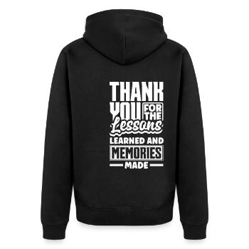 Thank you for the lessons learned and memories - Unisex Premium Organic Zip Hoodie - black - Back - Nico (187cm)