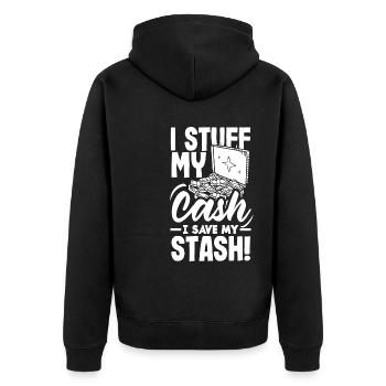 Je bourre mon argent J’économise ma réserve Cash Stuffing - Veste à capuche bio Premium Unisexe - noir - Dos - Nico (187cm)