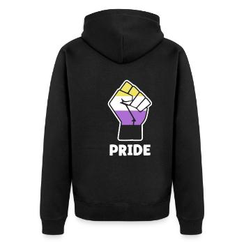 Pride Nonbinary Pride Fist Design for Equality - Unisex Premium Organic Zip Hoodie - black - Back - Nico (187cm)