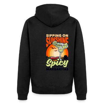Attenzione Spicy Margarita Cocktail Lover's - Unisex Premium Bio Zip Hoodie - Schwarz - Hinten - Nico (187cm)