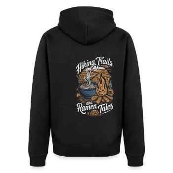 Camping Ramen Lovers - Unisex Premium Bio Zip Hoodie - Schwarz - Hinten - Nico (187cm)